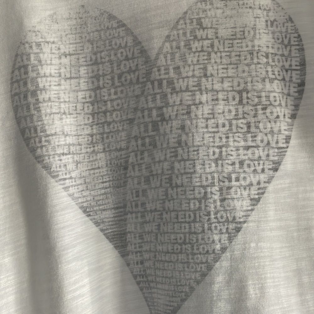 Chrldr Women’s White Long Sleeve ‘All I Need is Love’ Heart Shirt - Picture 3 of 7